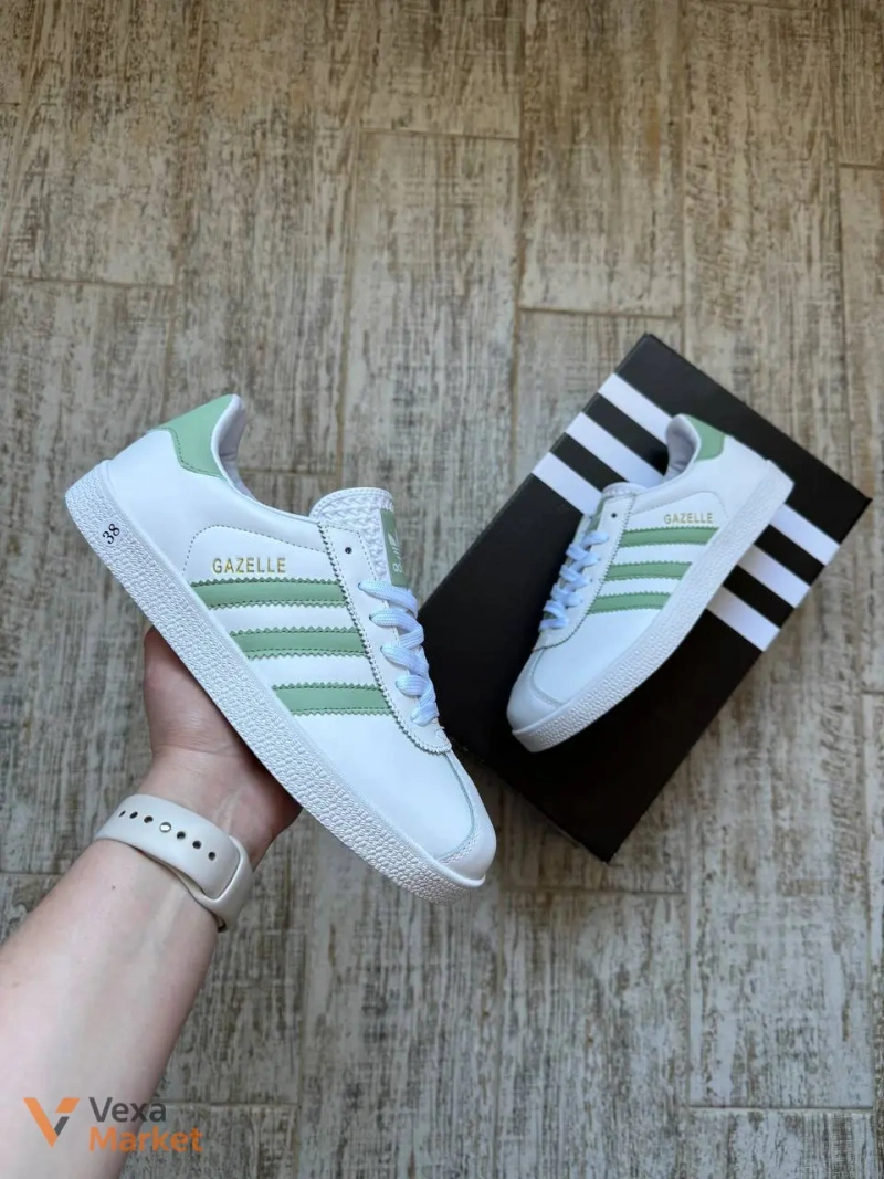 Кросівки жіночі Adidas Gazelle White & Green — фото 6