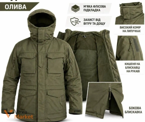 Куртка парка Softshell чорна та олива S-3XL