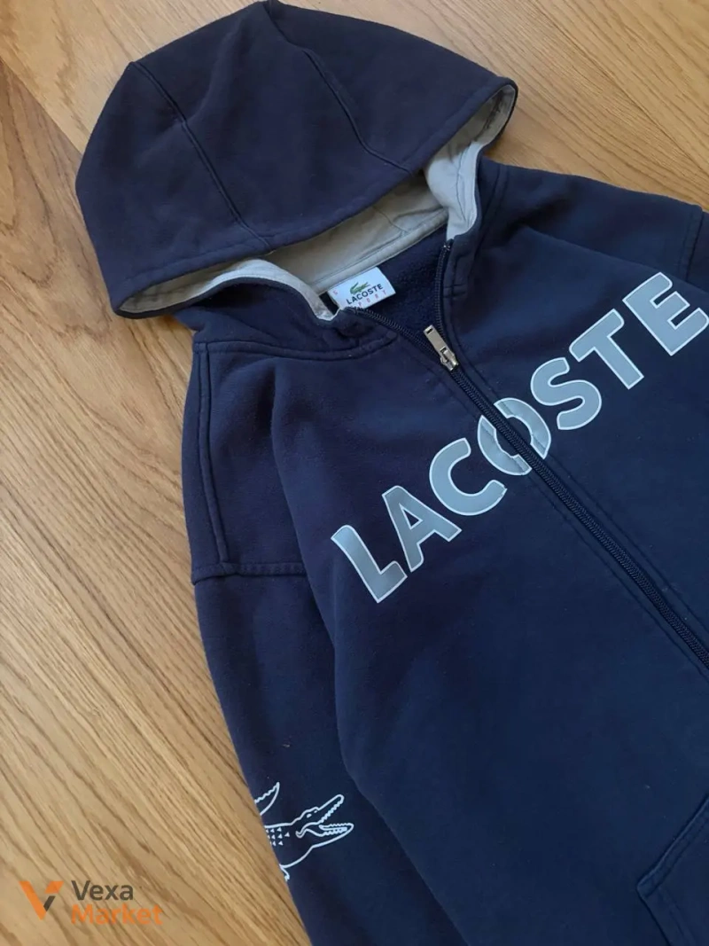 Lacoste синяя толстовка на молнии размер L — фото 2