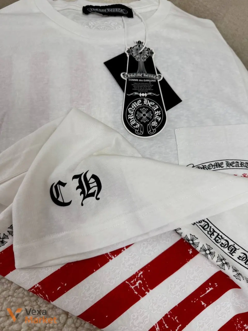 Лонгслів Chrome Hearts оверсайз з принтом прапора США — фото 2