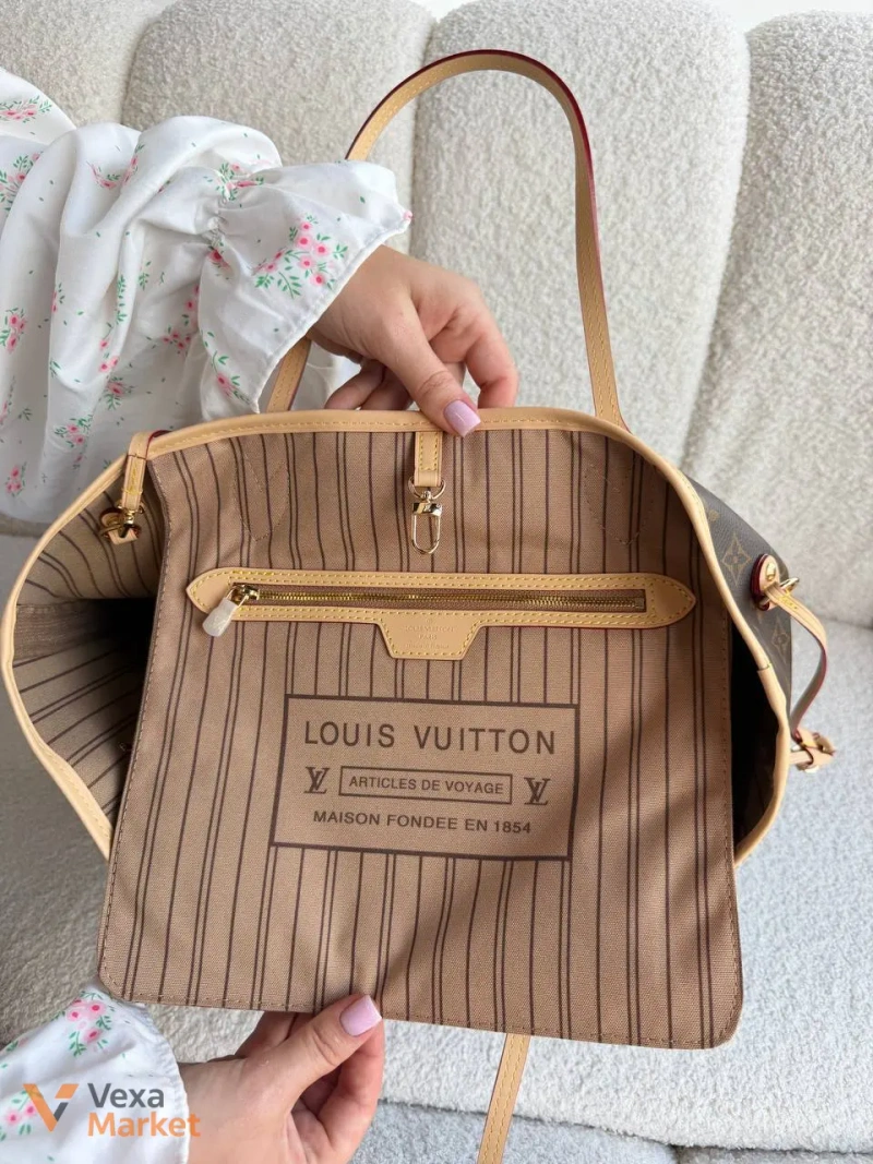 Louis Vuitton Neverfull сумка шкіра та канва — фото 4