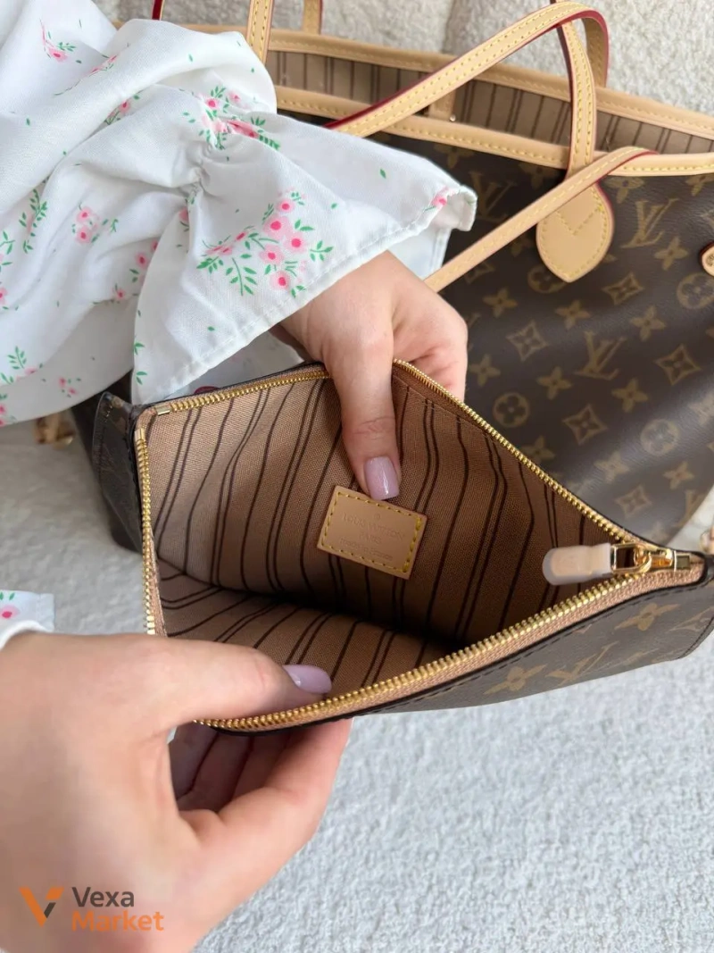 Louis Vuitton Neverfull сумка шкіра та канва — фото 6