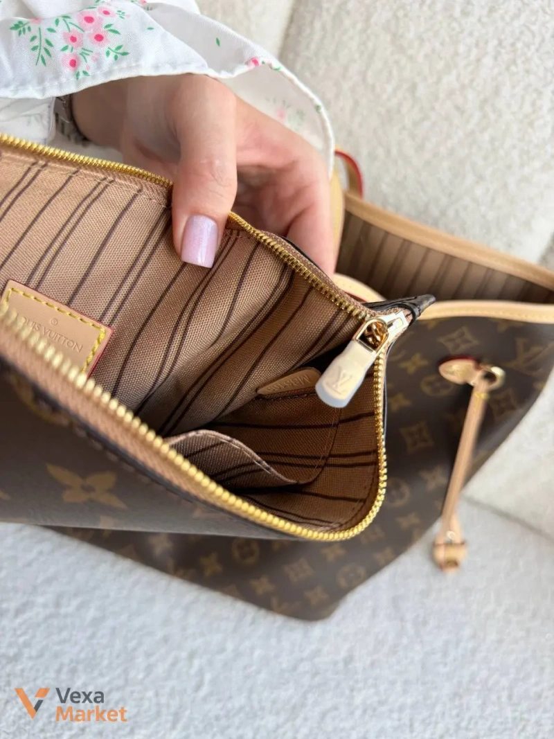 Louis Vuitton Neverfull сумка шкіра та канва — фото 7