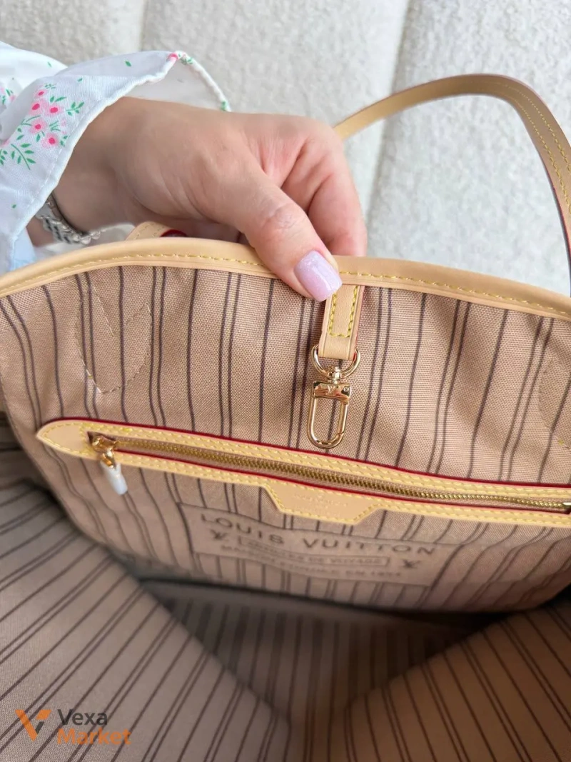 Louis Vuitton Neverfull сумка шкіра та канва — фото 9