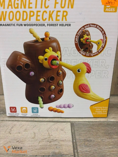 Магнітна гра "Нагодуй пташку" Magnetic Fun Woodpecker