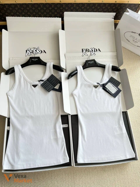 Майка Prada біла бавовняна S-M