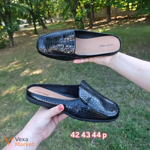 Мюлі Comfortview чорні під крокодила