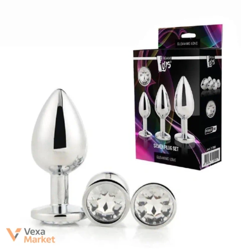 Набір анальних пробок Dream Toys GLEAMING LOVE SILVER PLUG SET
