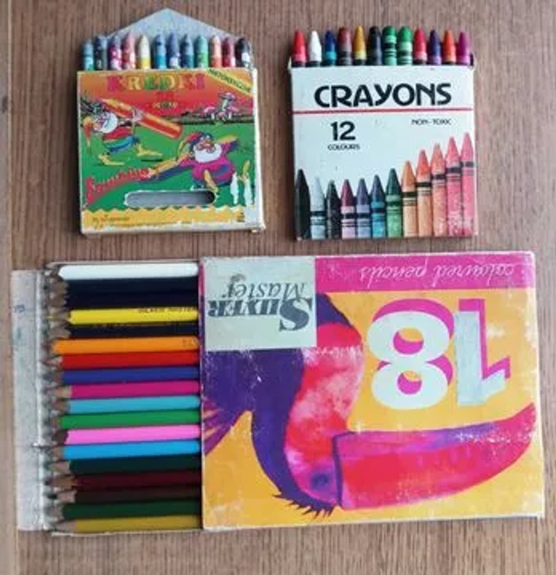 Набір для творчості: Кольорові олівці Silver Master та Воскова крейда Crayons/Kredki (3 пачки)