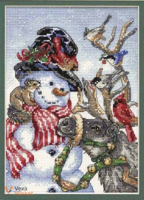 Набір для вишивання хрестом DIMENSIONS Snowman & Reindeer "Сніговик та північний олень"