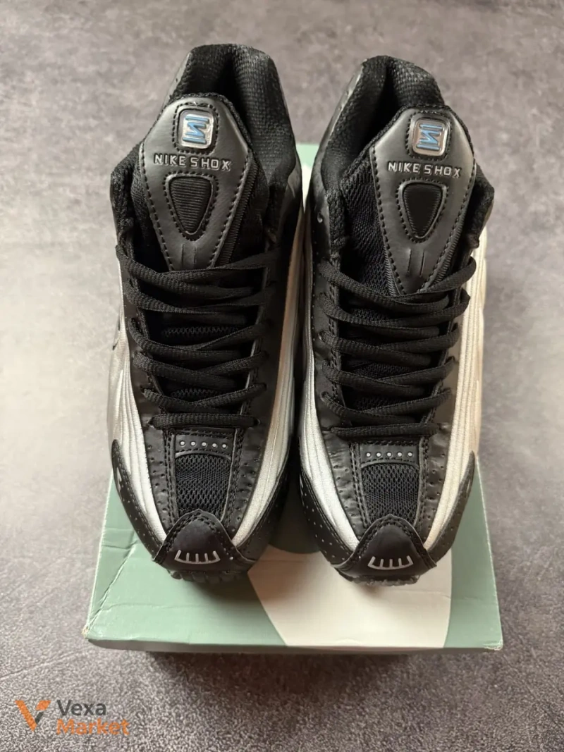 Nike Shox R4 White Black Blue — фото 2