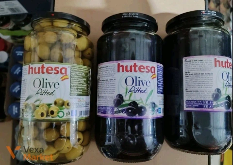 Оливки Hutesa без кісточки зелені та чорні 350 г / 900 г