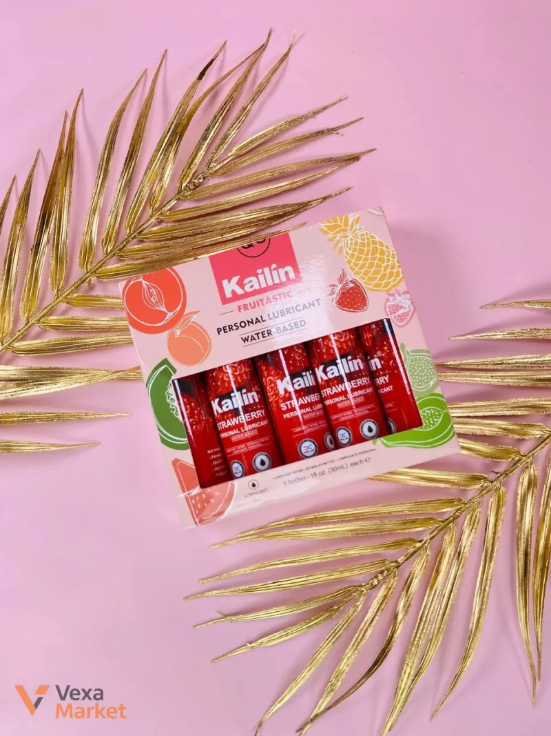 Оральні лубриканти Kailin Fruitastic зі смаками Полуниця та Лимон, набір 5 шт по 30мл — фото 2