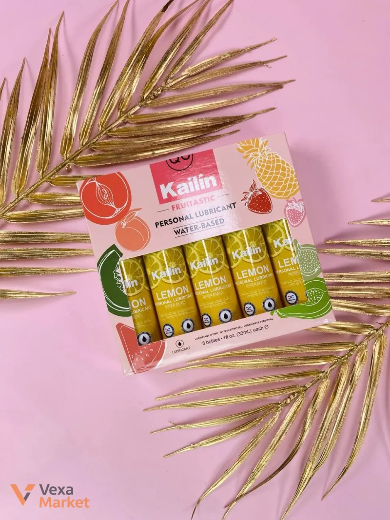 Оральні лубриканти Kailin Fruitastic зі смаками Полуниця та Лимон, набір 5 шт по 30мл — фото 3