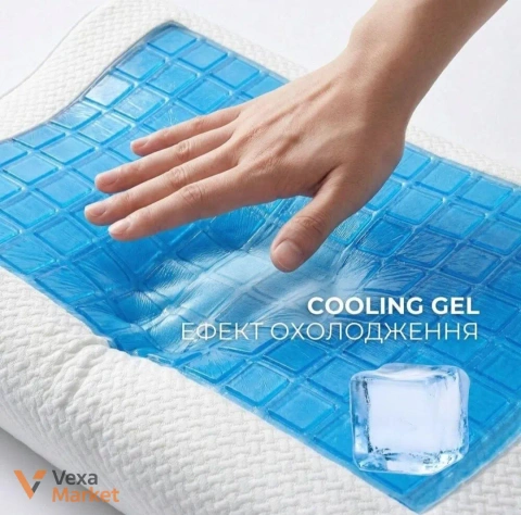Ортопедическая подушка CoolGel IDEIA 60x40x11/9 см с охлаждающим гелем