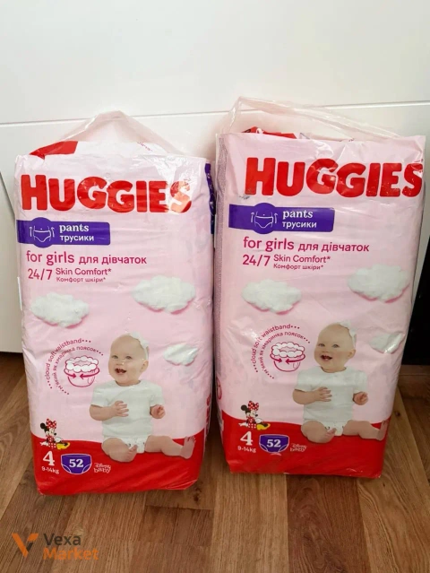 Підгузки-трусики Huggies Pants for Girls 4 (9-14 кг) 2 пачки по 52 шт