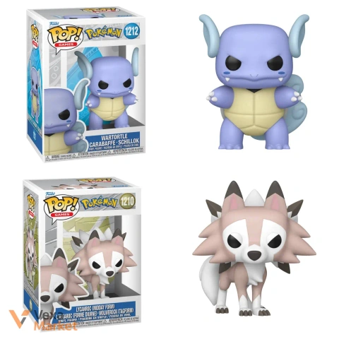 Pokemon Funko Pop! Wartortle 1212, Lycanroc 1210
