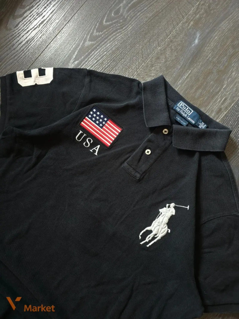 Поло Polo Ralph Lauren USA чоловіче чорне розмір M-L — фото 3