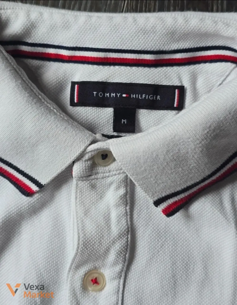 Поло Tommy Hilfiger чоловіче біле розмір M — фото 4