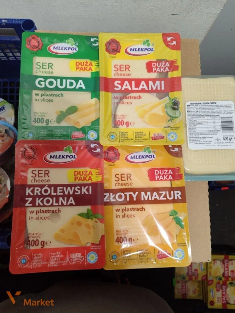 Польські сири Mlekpol Duża Paka (нарізка) Gouda, Salami, Królewski z Kolna, Złoty Mazur