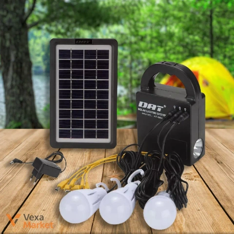 Портативна сонячна станція DAT Solar Power Light System AT-888 + 3 лампочки