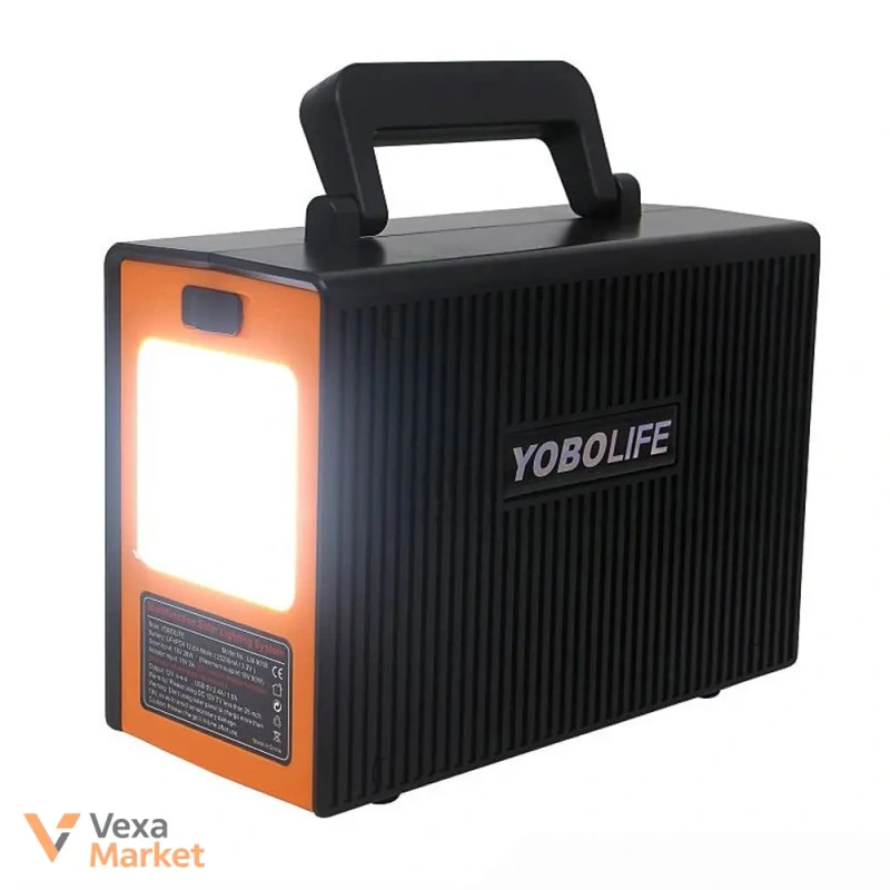 Портативна зарядна станція YOBOlife LM-9019 100W/12V з радіо, 2 сонячними панелями та 4 лампочками — фото 2