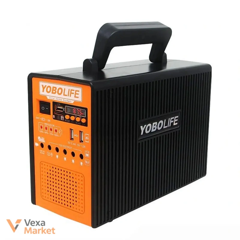 Портативна зарядна станція YOBOlife LM-9019 100W/12V з радіо, 2 сонячними панелями та 4 лампочками — фото 3