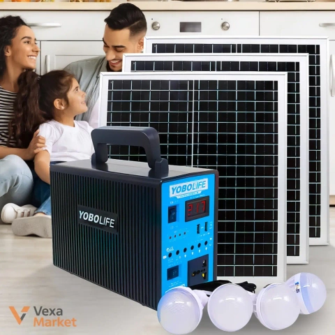 Портативна зарядна станція YOBOlife LM-9300 300W з сонячними панелями та лампочками