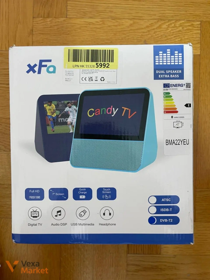 Портативный телевизор HassoKon XFa-DT201DF 7 дюймов HD 1080P с цифровым тюнером DVB-T2 — фото 2
