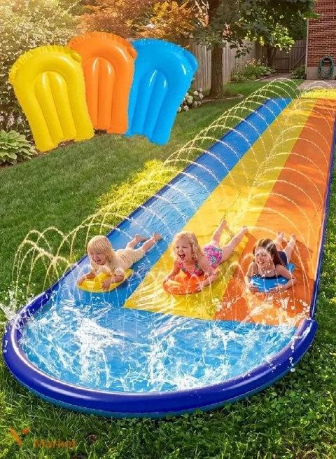 Потрійна водна гірка Sloosh 5,5м*2м з 3 дошками