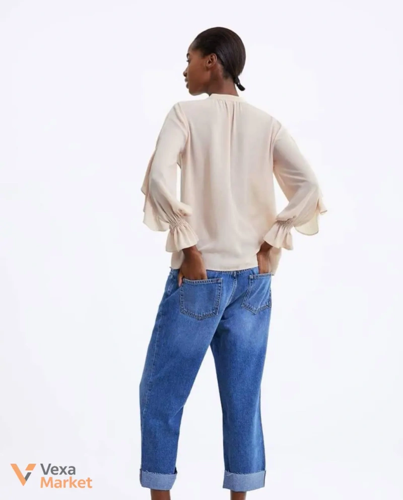 Пудрова блуза з воланами Zara — фото 4