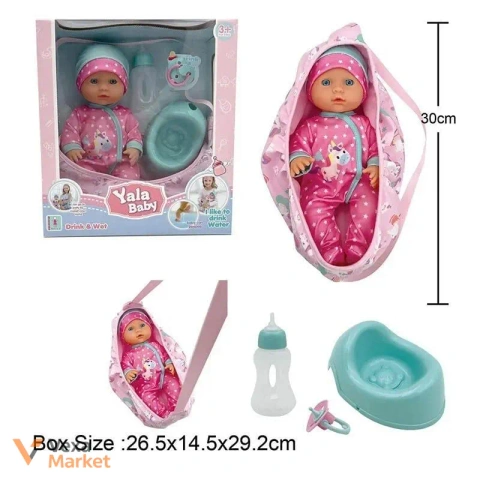 Пупс Yala Baby YL 2430 H-A, п'є з пляшечки, ходить на горщик, сумка-переноска, 30 см