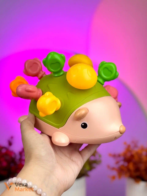 Развивающая игрушка "Ёжик" для мелкой моторики с грибочками