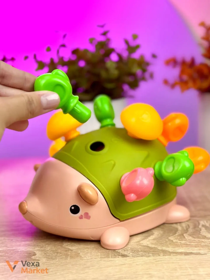 Развивающая игрушка "Ёжик" для мелкой моторики с грибочками — фото 2