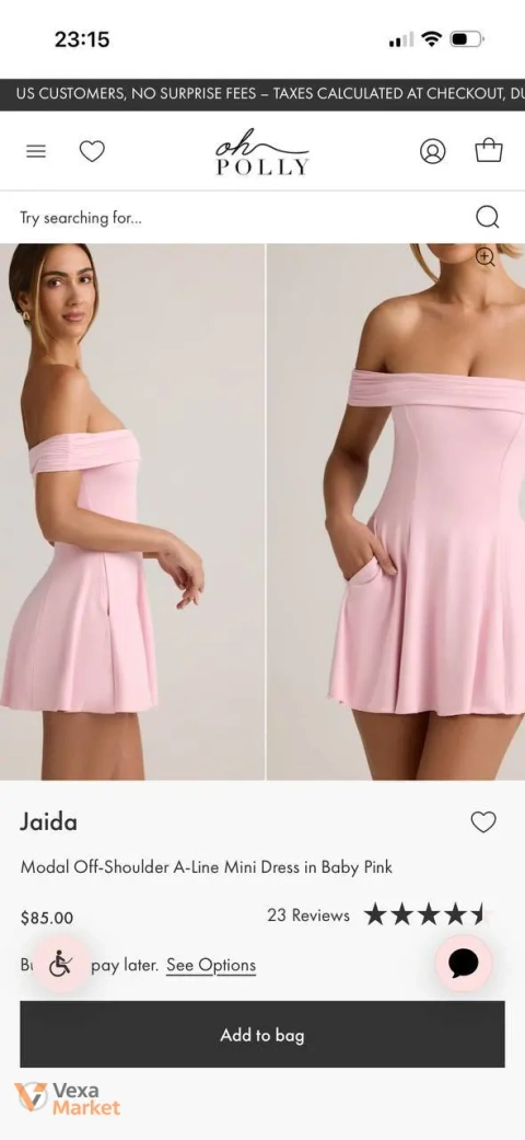 Рожеве міні-сукня OhPolly Jaida Modal Off-Shoulder A-line