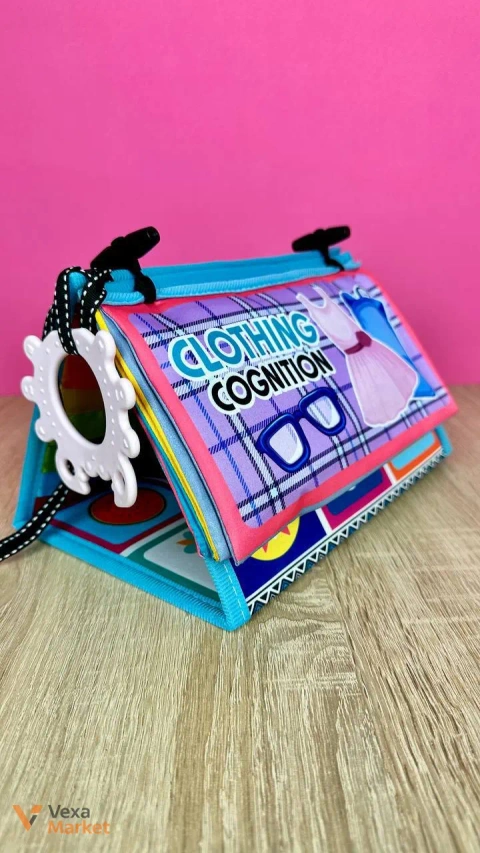 Розвивальний плакат "Clothing Cognition" для немовлят з безпечним дзеркалом та шелесткими елементами