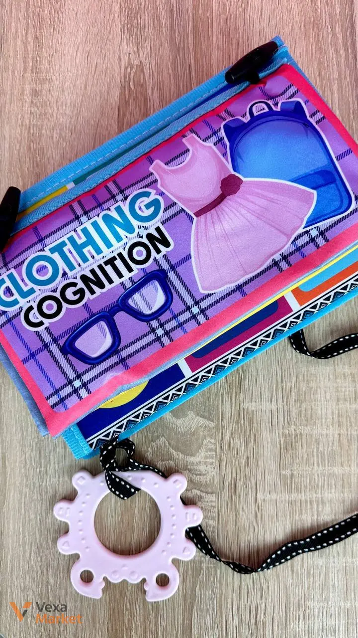 Розвивальний плакат "Clothing Cognition" для немовлят з безпечним дзеркалом та шелесткими елементами — фото 6