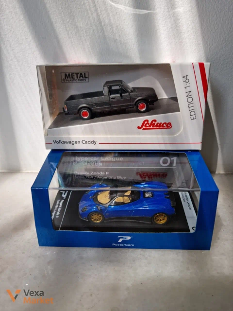 Schuco Volkswagen Caddy & PosterCars Pagani Zonda F 1:64