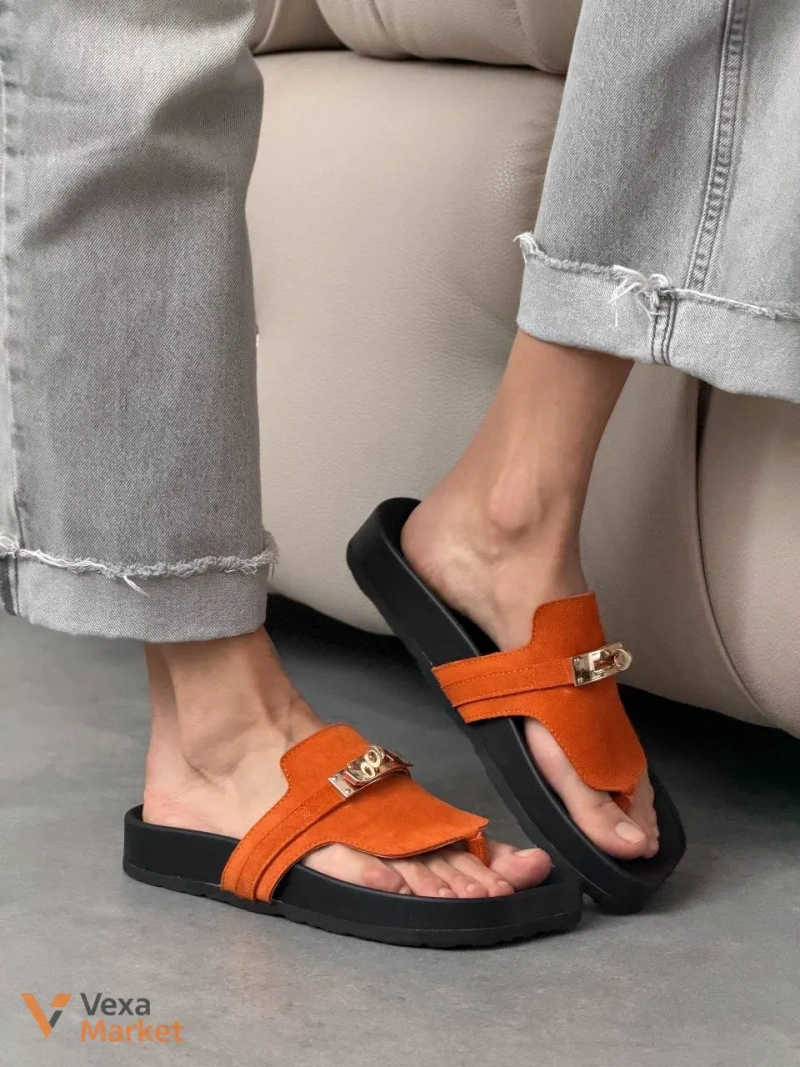 Шльопанці barefoot помаранчеві натуральна замша — фото 2