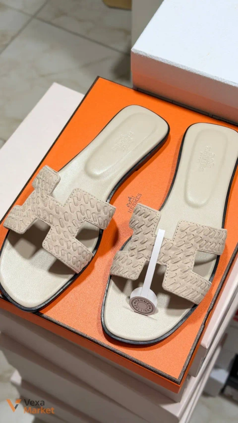 Шльопанці Hermes шкіряні бежеві 40/1