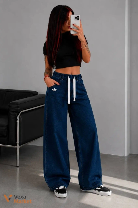 Штани джинсові wide leg з високою посадкою