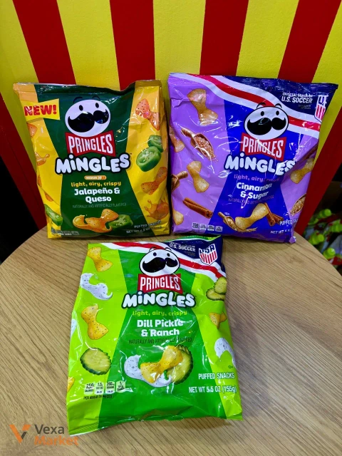 Снеки Pringles Mingles Jalapeno & Queso, Dill Pickle & Ranch, Cinnamon Sugar 155г