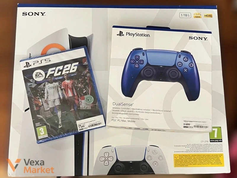Sony PlayStation 5 Slim 1TB з дисководом, двома геймпадами DualSense та грою EA SPORTS FC 26 — фото 2