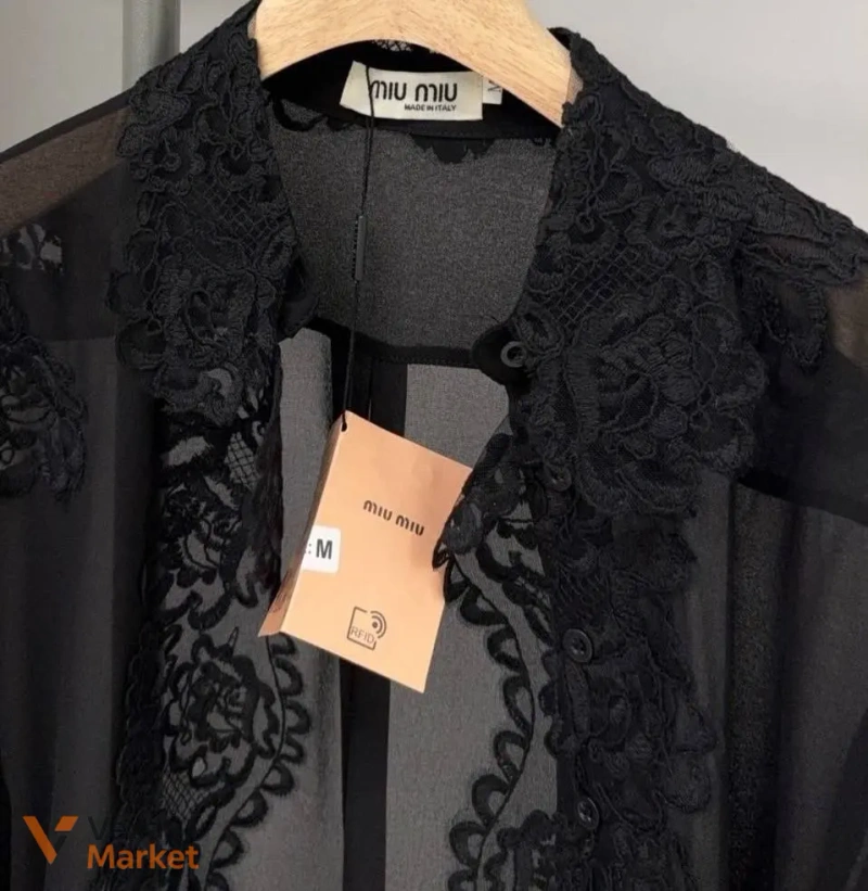 Сорочка Miu Miu шифонова з прошвою — фото 4