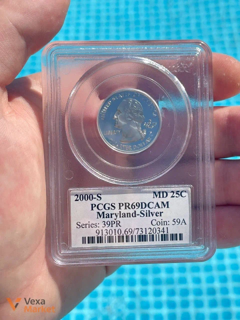 Срібна колекційна монета США 25 центів (квотер) 2000-S «Меріленд» PCGS PR69DCAM