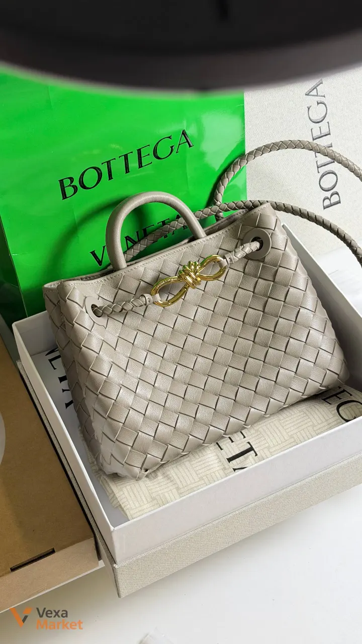 Сумка Bottega Veneta шкіряна бежева — фото 6