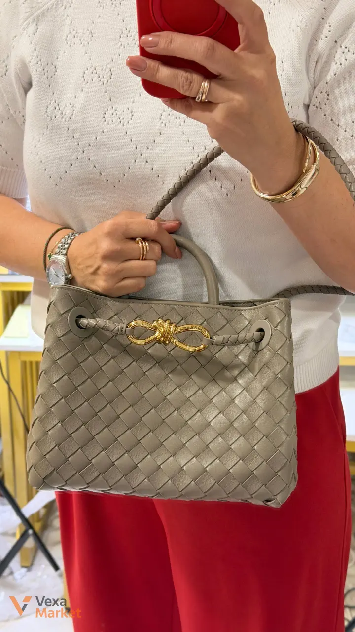 Сумка Bottega Veneta шкіряна бежева — фото 7