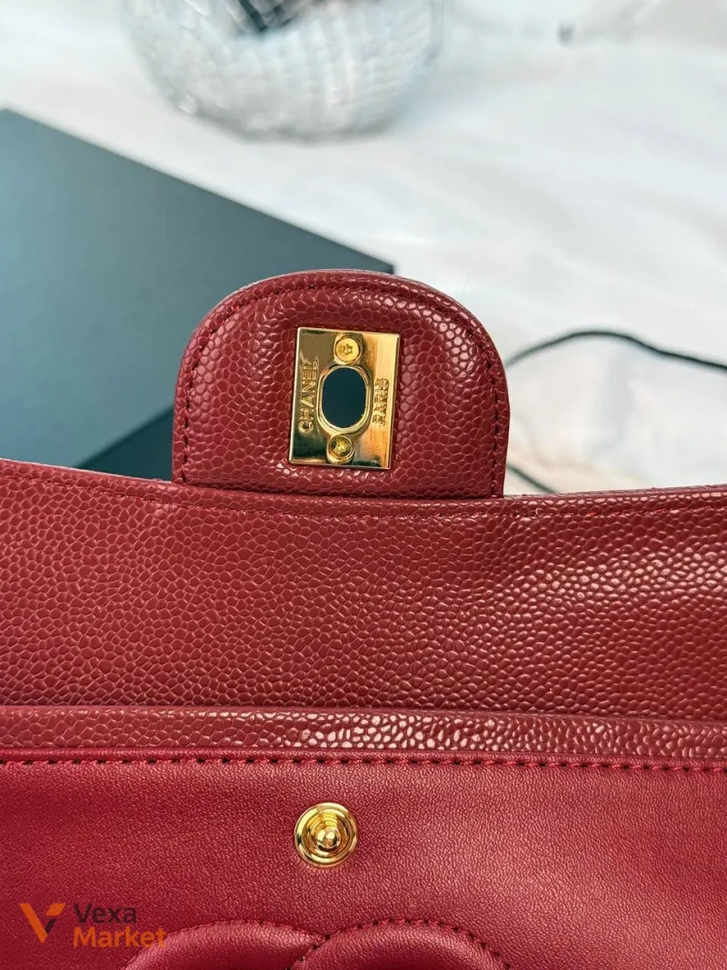 Сумка Chanel Classic Flap 25 Burgundy зерниста шкіра золото/срібло — фото 4