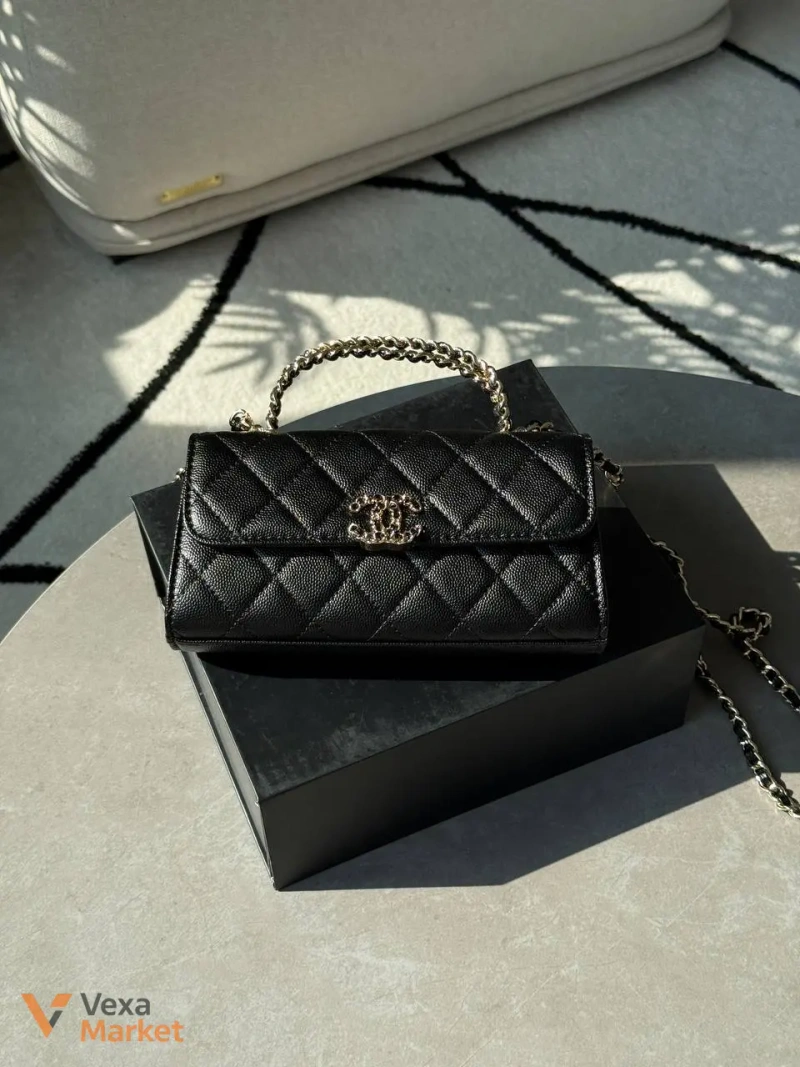 Сумка Chanel Kelly чорна зерниста шкіра — фото 4