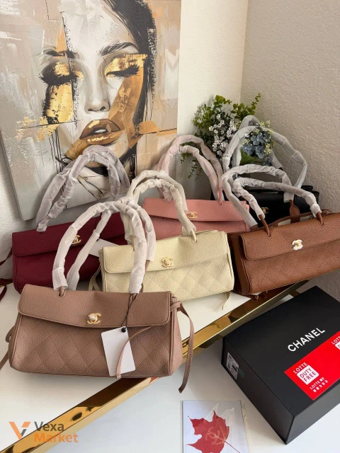 Сумка Chanel шкіряна рожева 30-15 см
